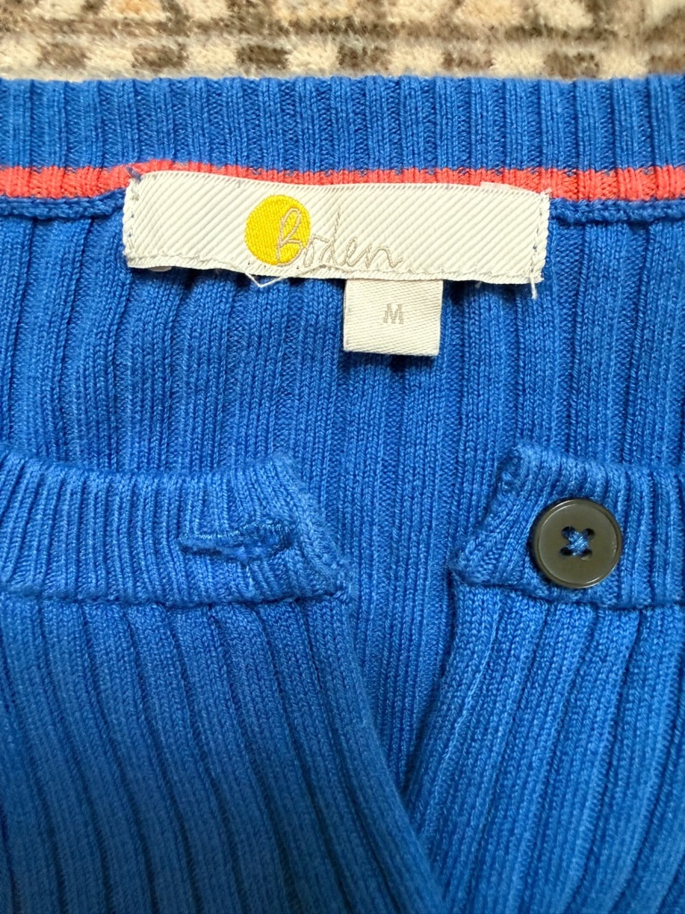 Boden Royal Blue Ribbed Cotton Blend Cardigan Sweater Size M - Picture 7 of 8